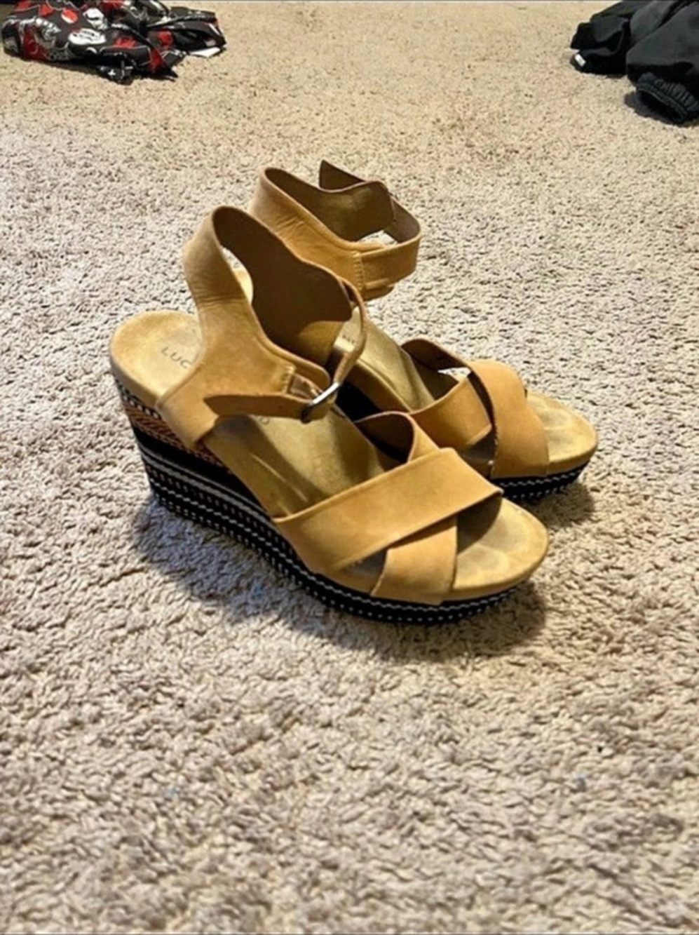 Lucky Brand Temay Platform Wedge Sandals Brown